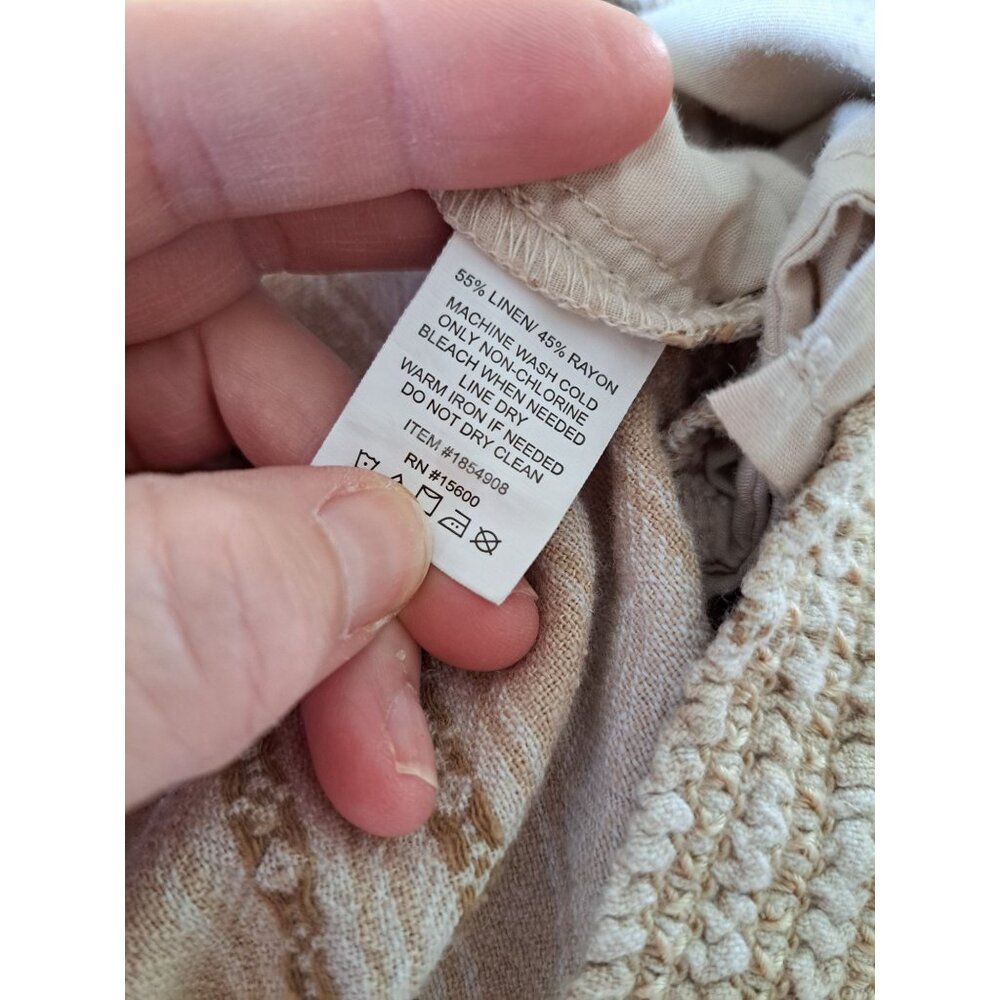 Lot of 2 Linen Blend XXl Striped Beige Elastic Waist Pants Women's Summer - Picture 11 of 15